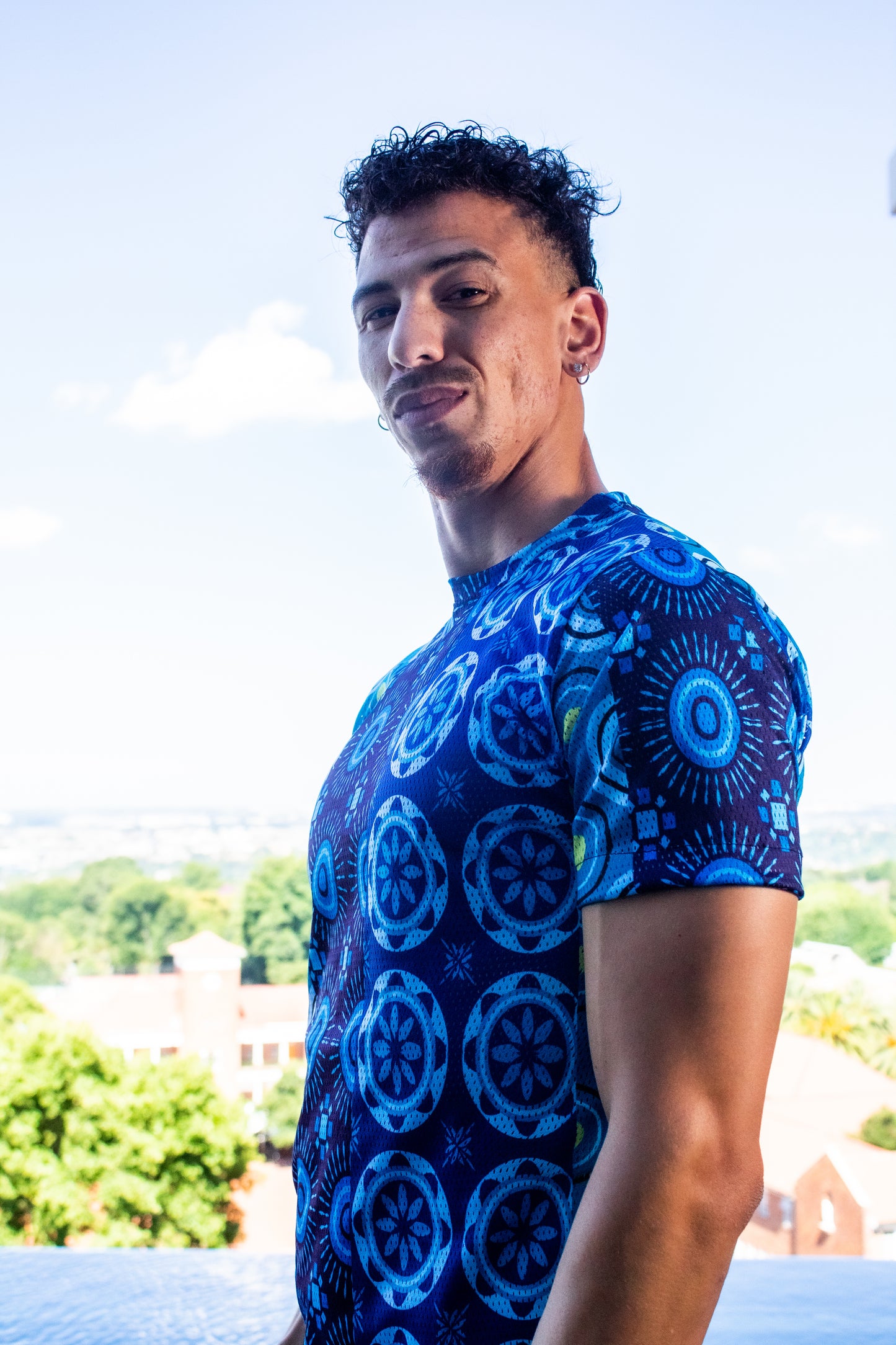 Blue Shweshwe Unisex  Casual Mesh Shirt Tribe Afrique