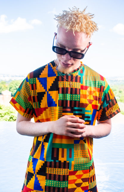 Kente Unisex  Casual Mesh Shirt Tribe Afrique