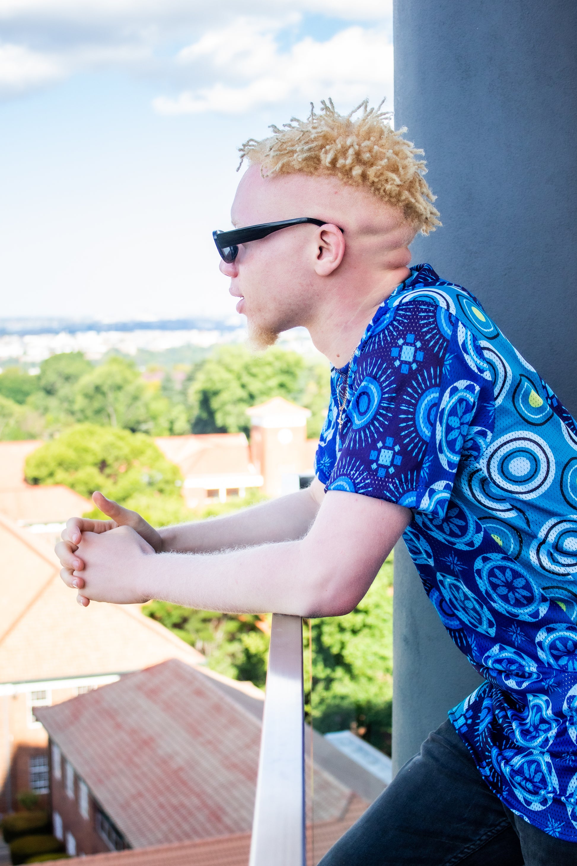 Blue Shweshwe Unisex  Casual Mesh Shirt Tribe Afrique