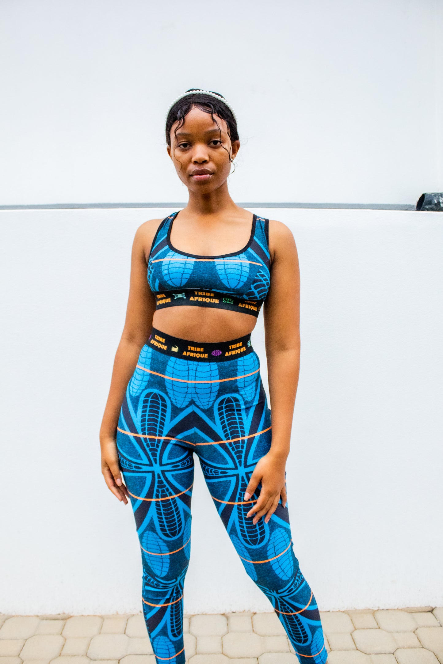 Blue Sotho Leggings / Active Wear Pants Tribe Afrique