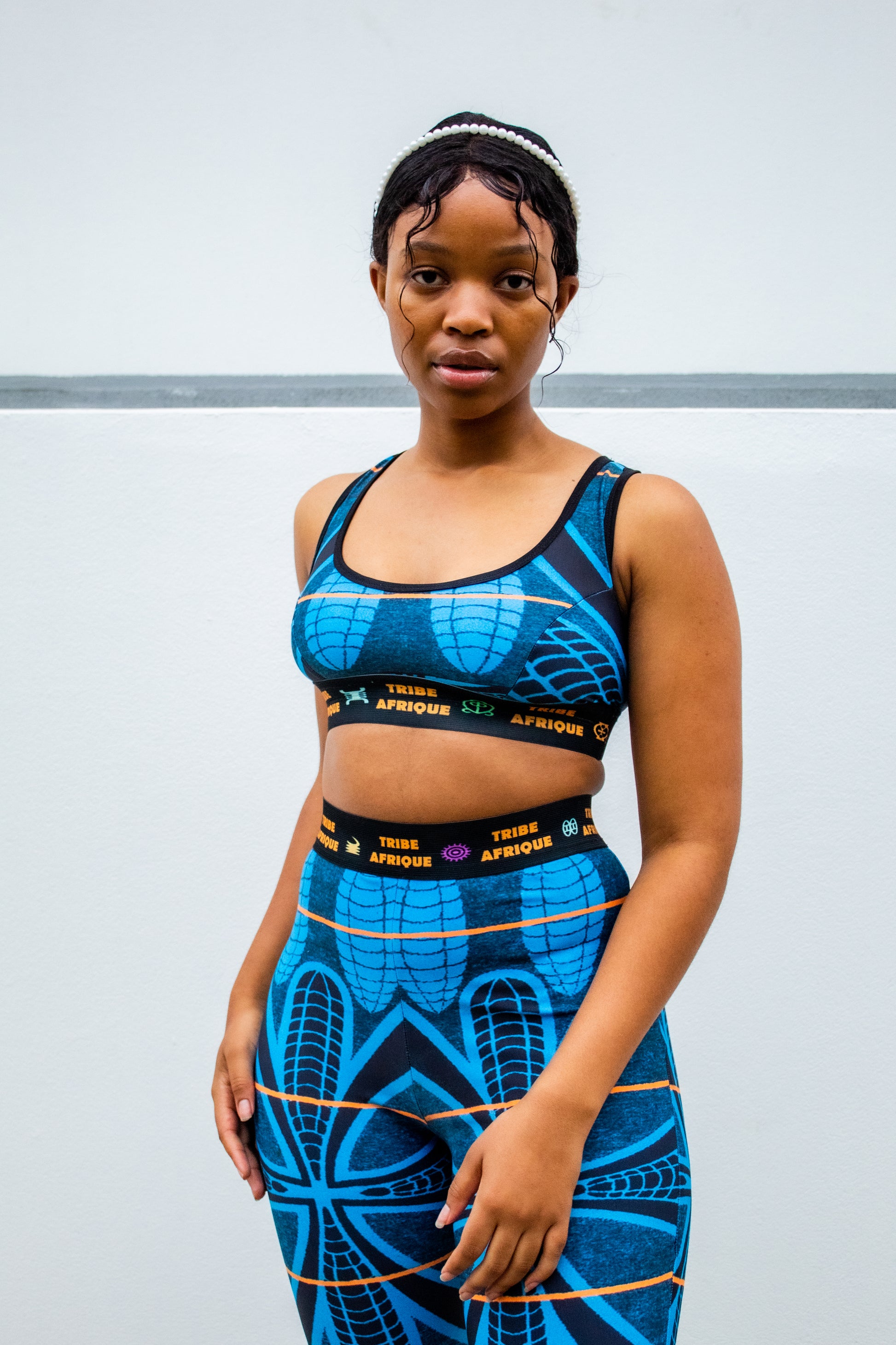 Blue Sotho Leggings / Active Wear Pants Tribe Afrique