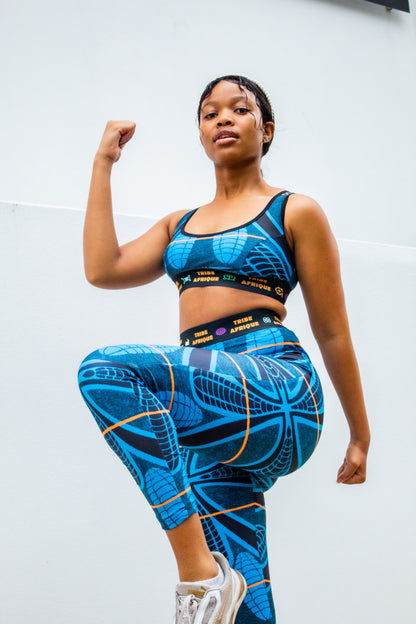 Blue Sotho Leggings / Active Wear Pants Tribe Afrique