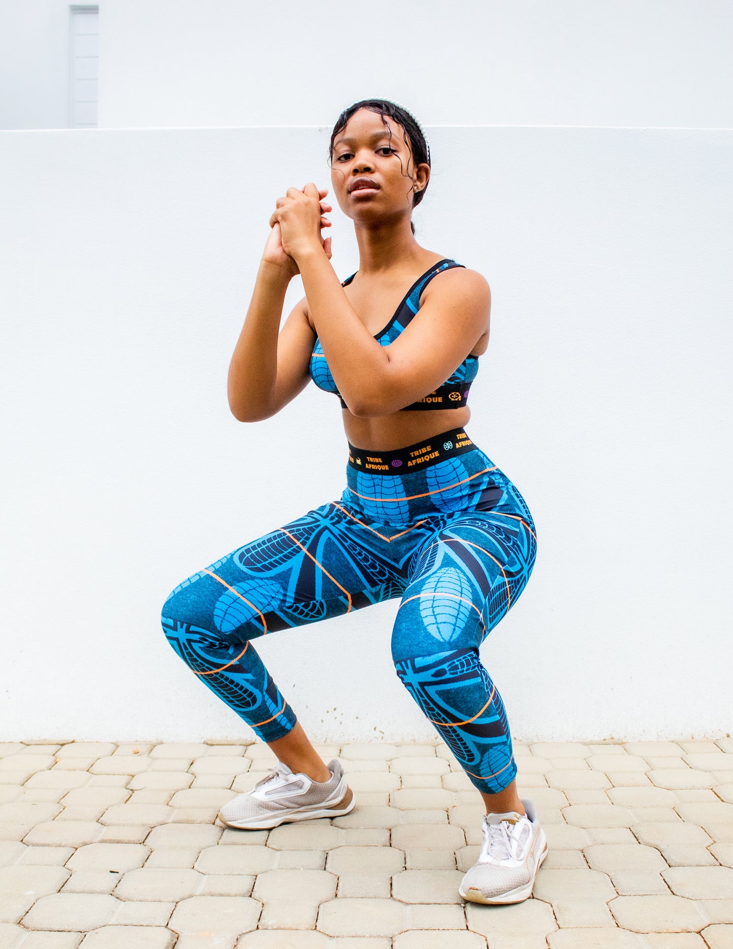 Blue Sotho Leggings / Active Wear Pants Tribe Afrique
