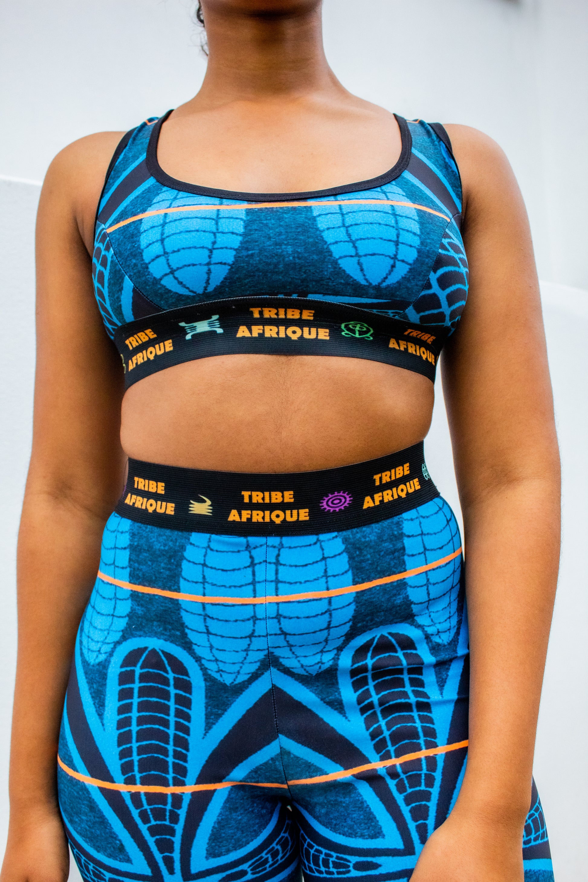 Blue Sotho Leggings / Active Wear Pants Tribe Afrique
