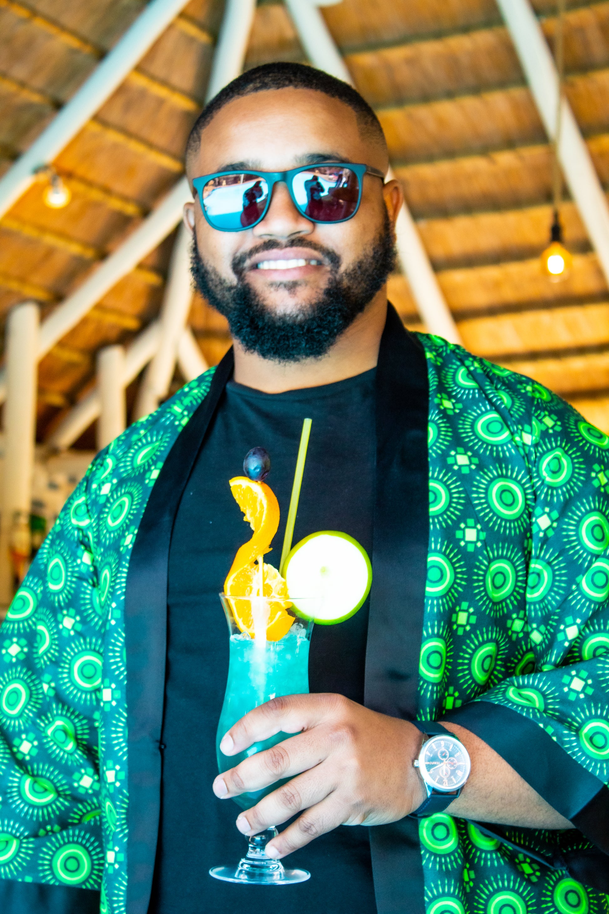 Green Ahanta African Kimono Tribe Afrique