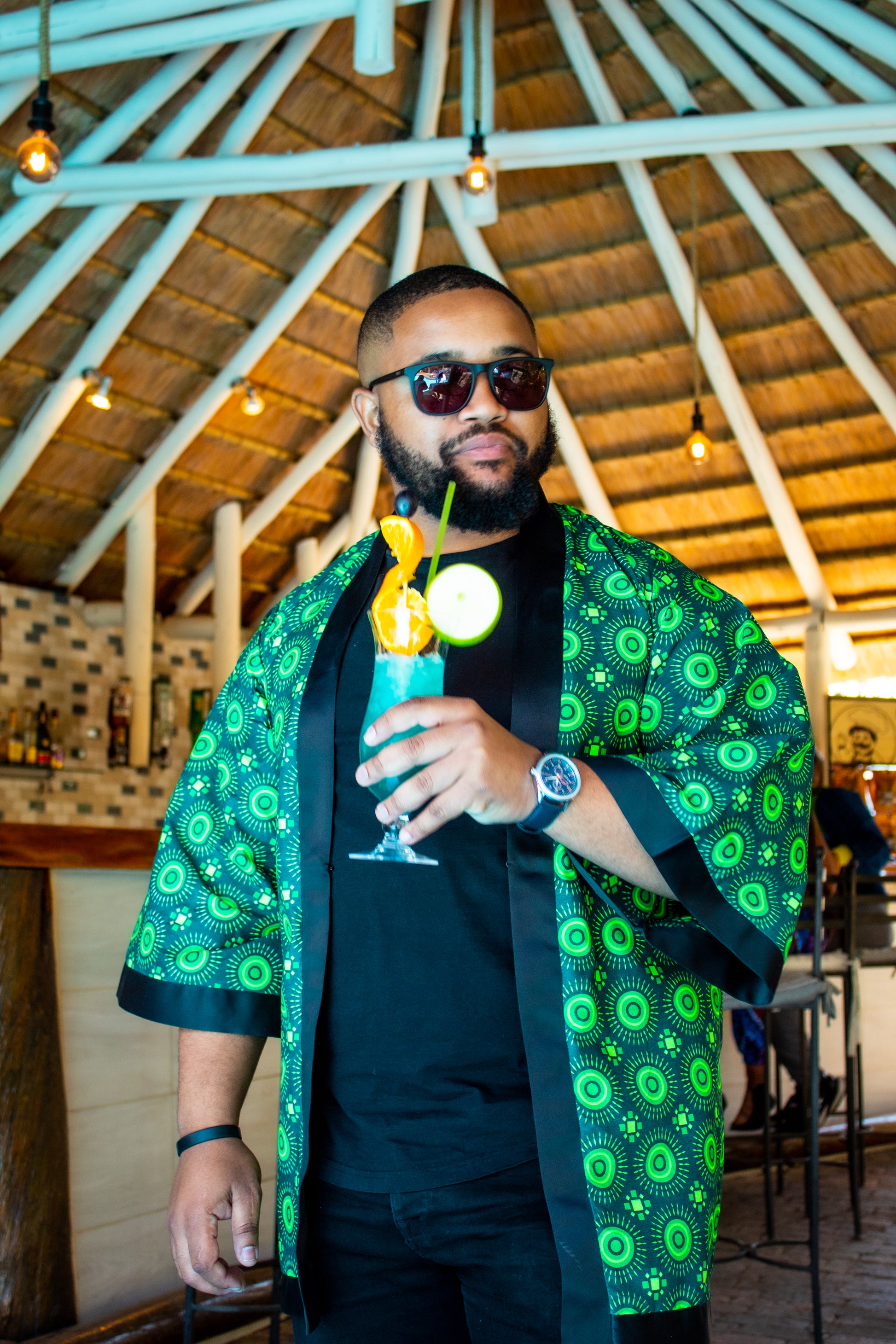 Green Ahanta African Kimono Tribe Afrique