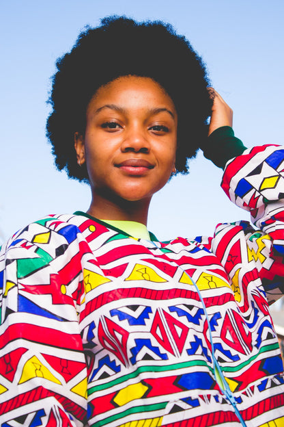 Orange Ndebele African Bomber Jackets with Mask Tribe Afrique