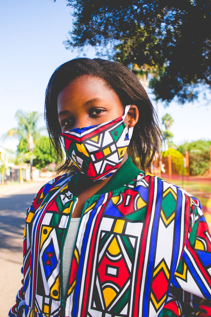 Ndebele African Bomber Jackets with Mask Tribe Afrique