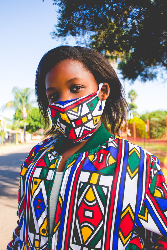Ndebele African Bomber Jackets with Mask Tribe Afrique