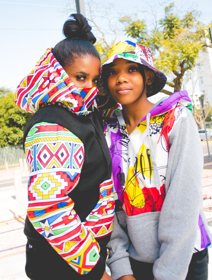 Orange Ndebele Hoodie by Tribe Afrique Tribe Afrique