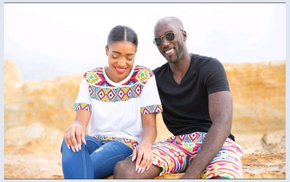 Orange Ndebele African Shorts by Tribe Afrique Tribe Afrique