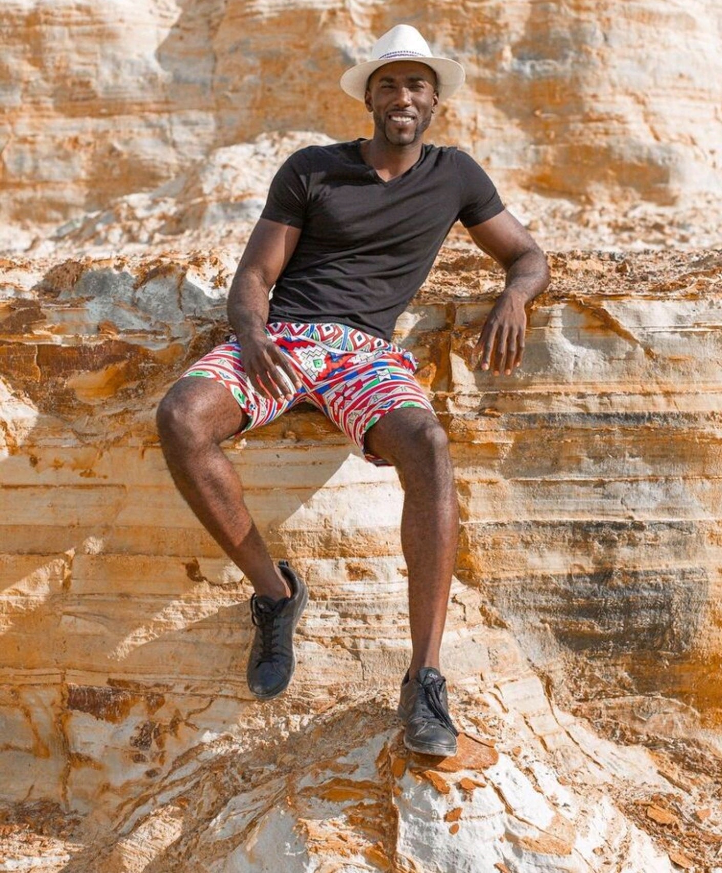Orange Ndebele African Shorts by Tribe Afrique Tribe Afrique