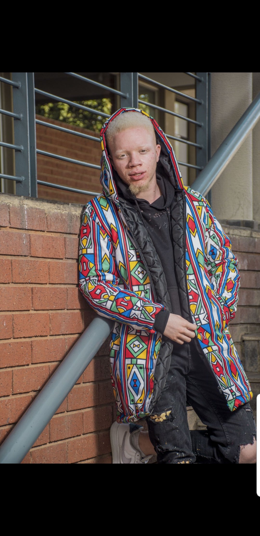 Full Ndebele Extra Long Jacket with Removable hood Tribe Afrique
