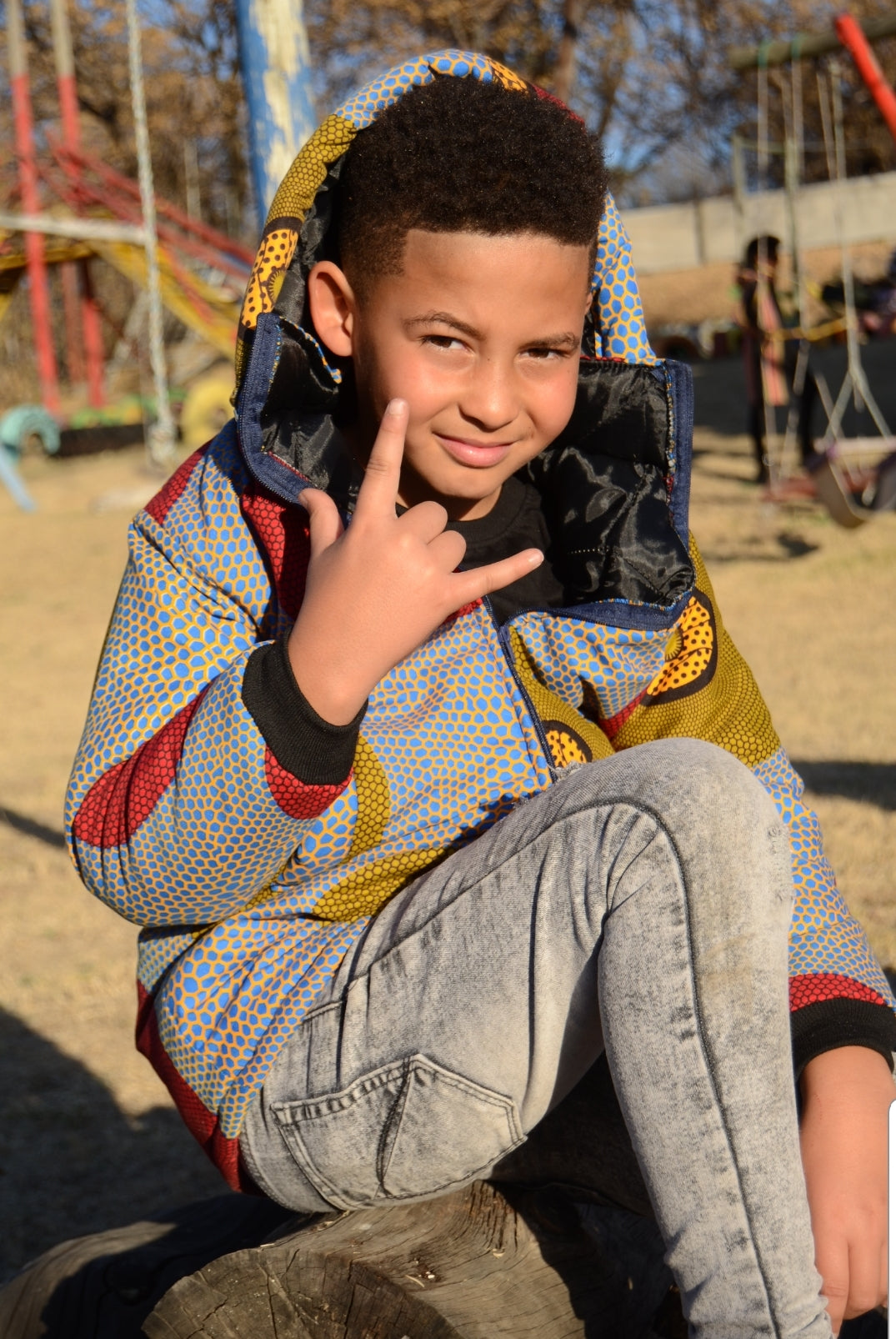 Lashibi Kids African Jacket with removable hood Tribe Afrique