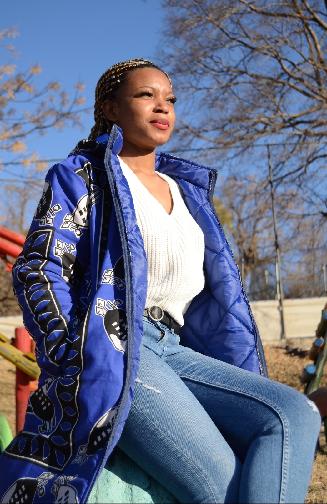 Swati Extra Long Jacket with Removable hood Tribe Afrique