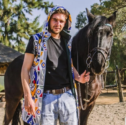 Ndebele Kese Extra Long Jacket with Removable hood and sleeves Tribe Afrique