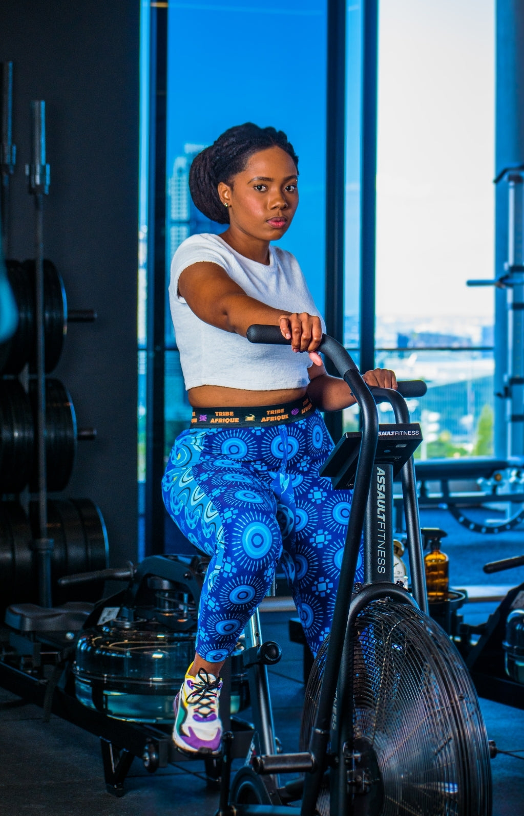 Blue Shweshwe Leggings / Active Wear Pants Tribe Afrique