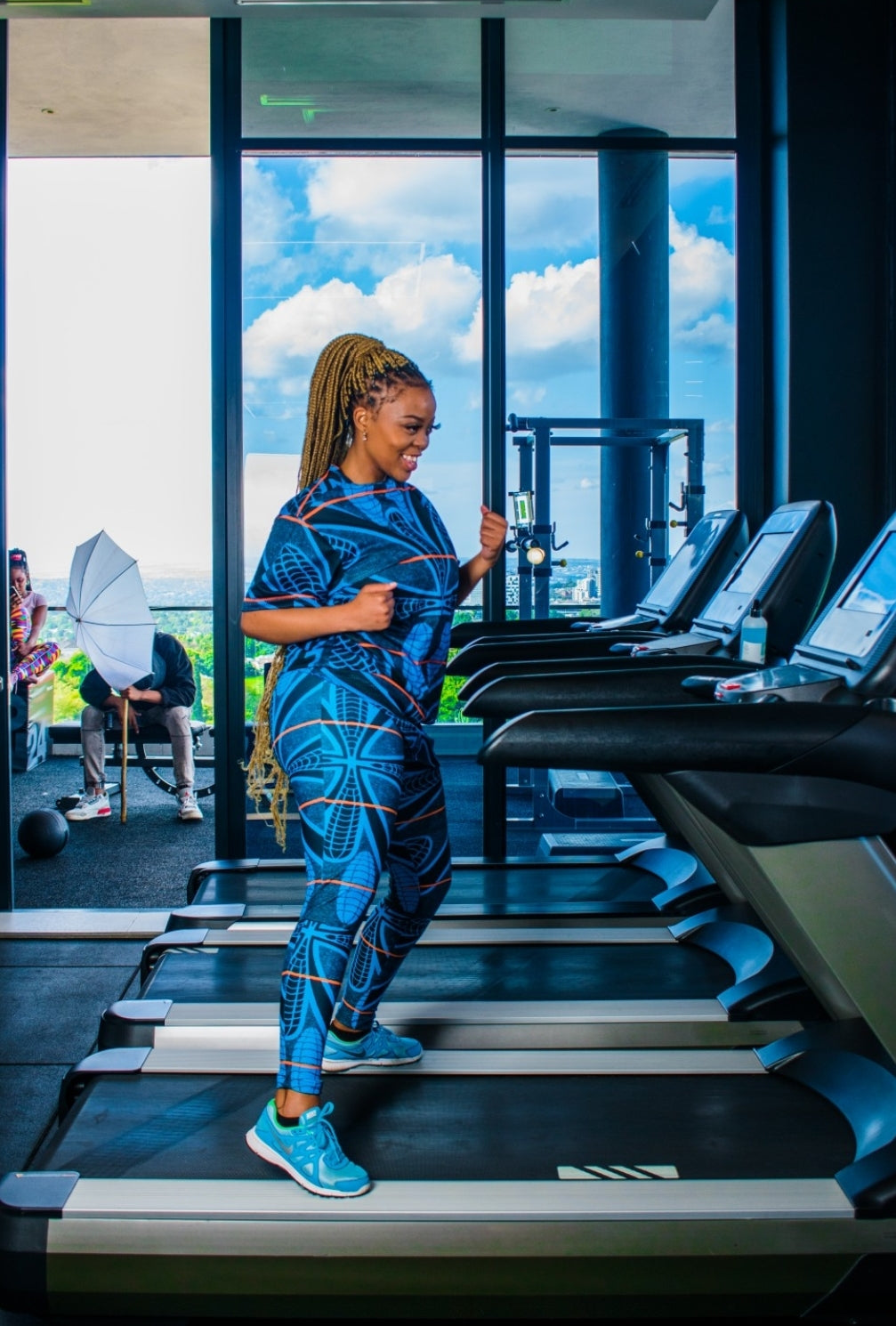 Blue Sotho Leggings / Active Wear Pants Tribe Afrique