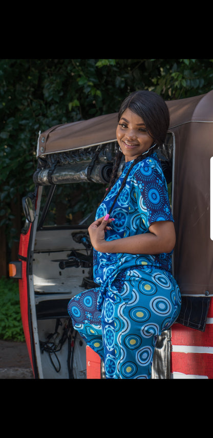 Blue Shweshwe Mesh Pants by Tribe Afrique - Detachable Tribe Afrique