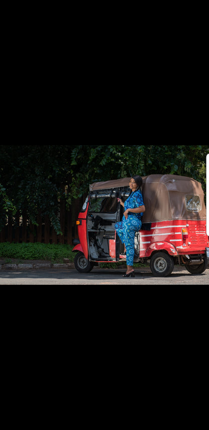 Blue Shweshwe Mesh Pants by Tribe Afrique - Detachable Tribe Afrique