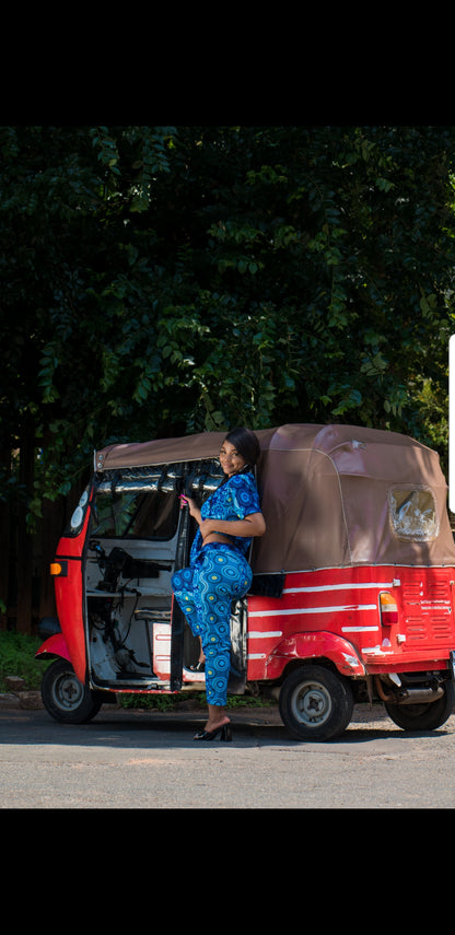 Blue Shweshwe Mesh Pants by Tribe Afrique - Detachable Tribe Afrique