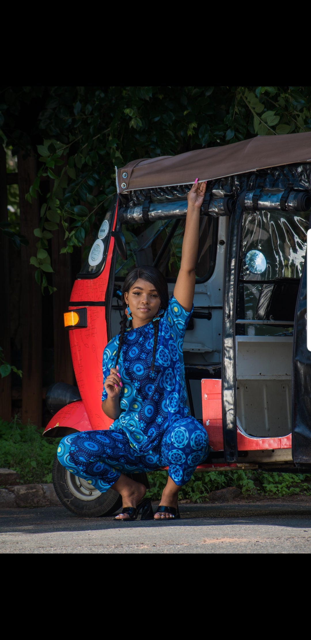 Blue Shweshwe Mesh Pants by Tribe Afrique - Detachable Tribe Afrique