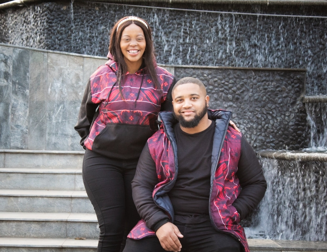 Red Sotho Jacket with Removable hood Tribe Afrique