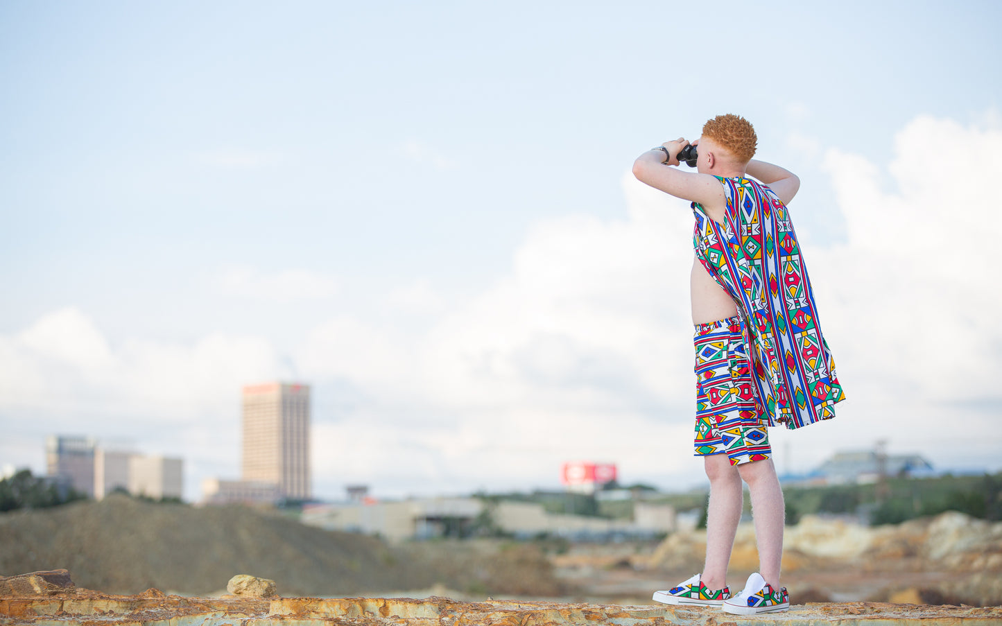 Ndebele African Shorts by Tribe Afrique with Matching Mask Tribe Afrique