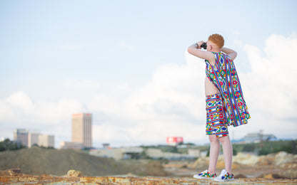Ndebele African Shorts by Tribe Afrique with Matching Mask Tribe Afrique