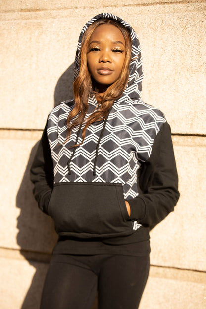 Xhosa Black and White Hoodie Tribe Afrique