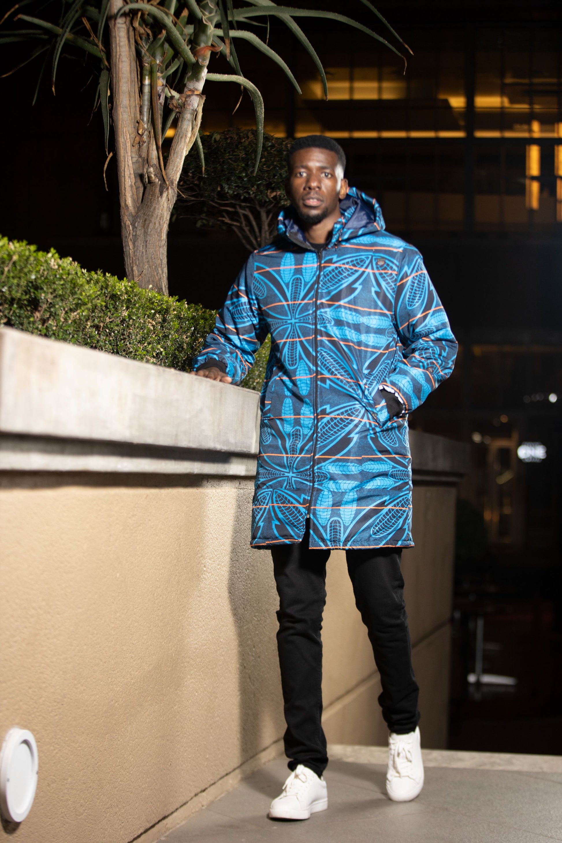 Blue Sotho Jacket with Removable hood Tribe Afrique