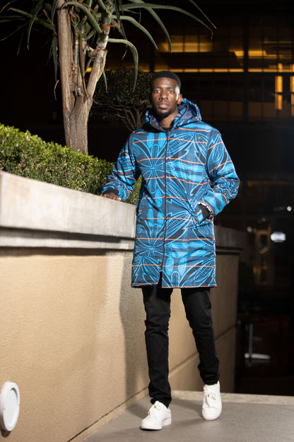 Blue Sotho Jacket with Removable hood Tribe Afrique