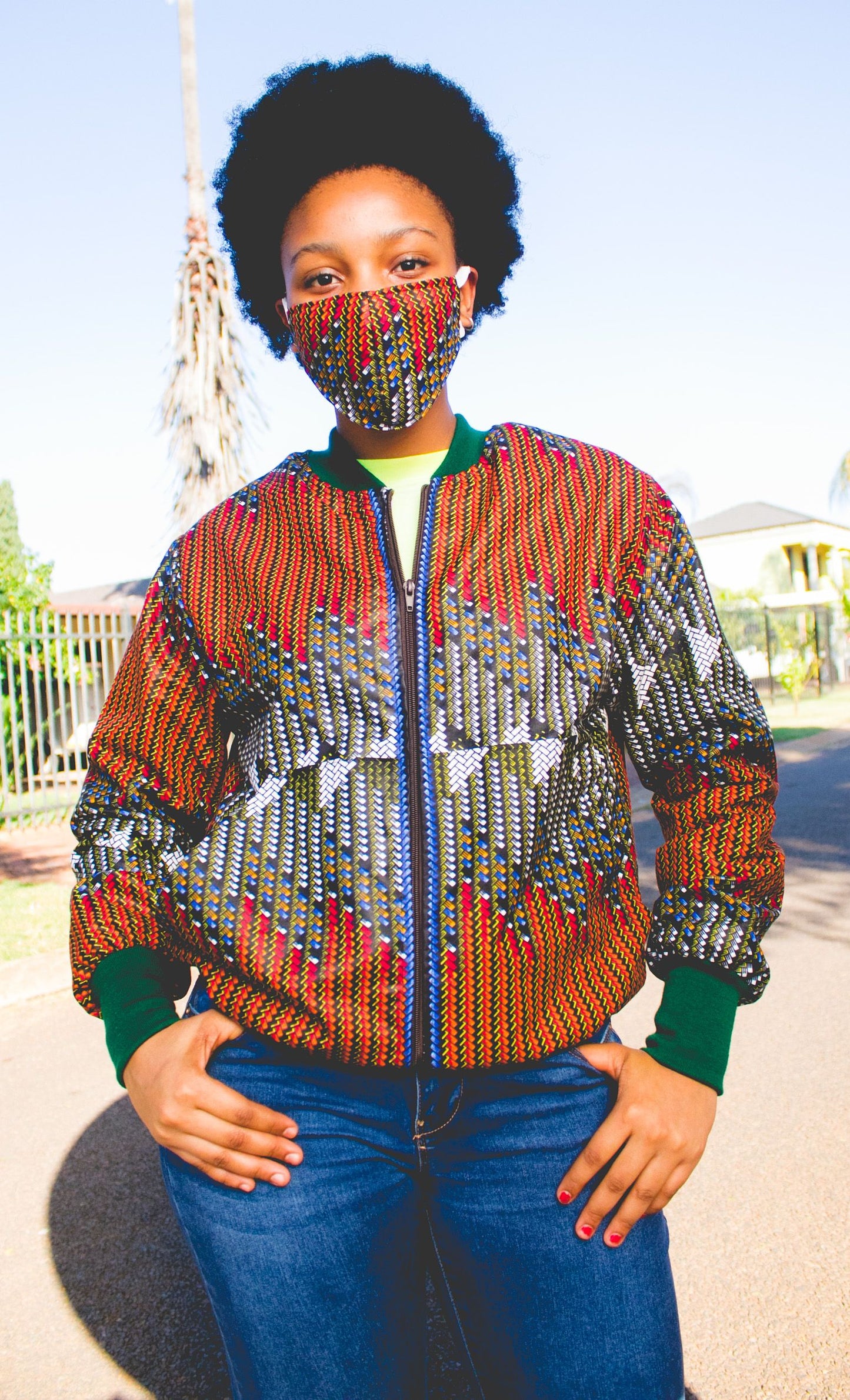 Lindo African Bomber Jackets with Mask Tribe Afrique