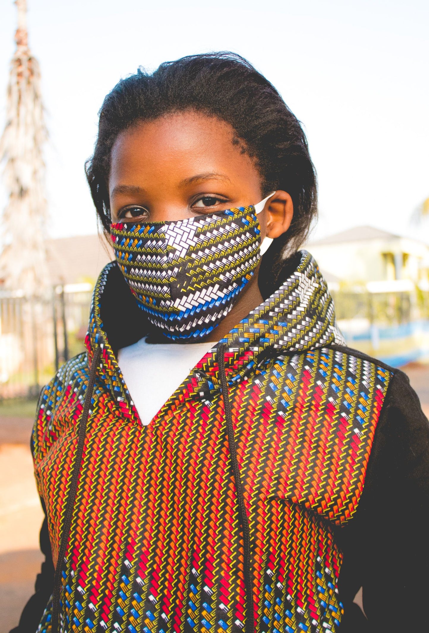 Lindo Hoodie by Tribe Afrique with matching 3-ply mask Tribe Afrique